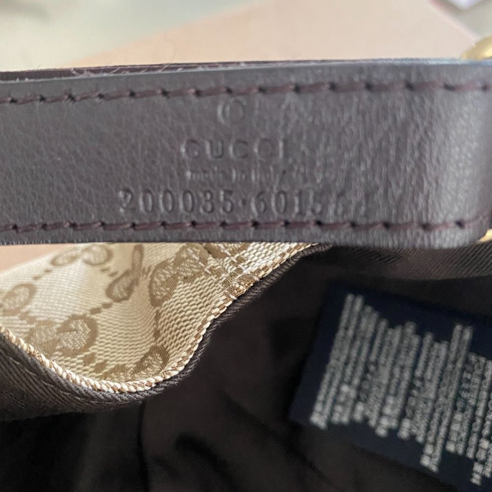 Gucci Beige Brown Monogram Baseball Cap with Green-Red Stripe - Picture 7 of 14